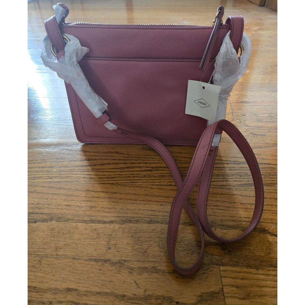 Fossil Womens Taryn Leather Crossbody Purse Handbag Dusty Mauve NWT